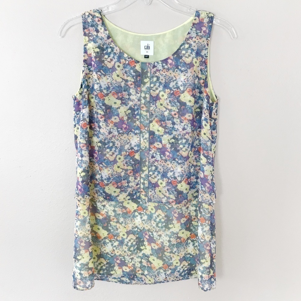 CAbi #5041 Positano Floral Sleeveless Tank Top XS